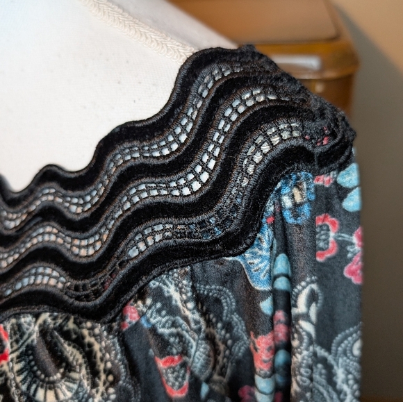 Rafael Crushed Velvet Boat Neck Elegant Party Blouse SZ L - Picture 5 of 12